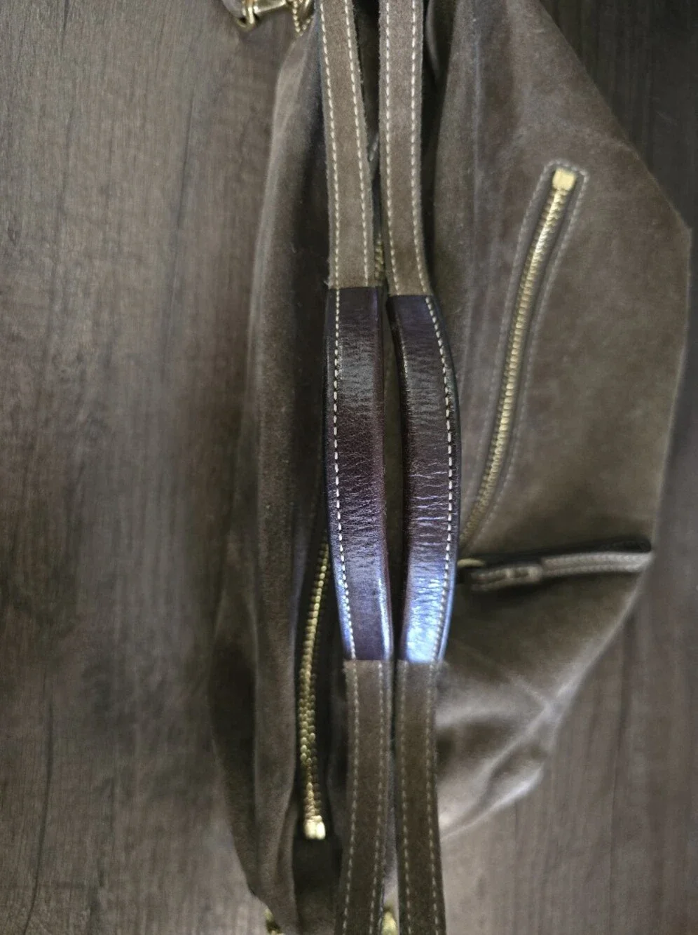 2005 Coach East West Tassel Taupe Suede Hobo Bag